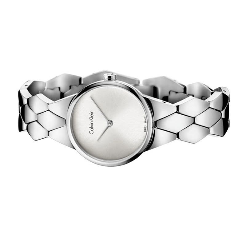 Calvin Klein Snake Silver Dial Silver Steel Strap Watch For Women - K6E23146