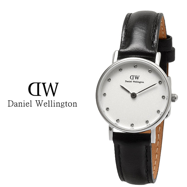 Daniel Wellington Classy Sheffield White Dial Black Leather Strap Watch For Women - DW00100068