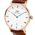 Daniel Wellington Dapper St Mawes White Dial Brown Leather Strap Watch For Women - DW00100091
