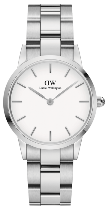 Daniel Wellington Iconic Link White Dial Silver Steel Strap Watch for Women - DW00100203