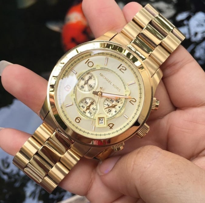 Michael Kors Runway Gold Dial Gold Steel Strap Watch for Men - MK8077