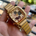 Fossil Retro Analog-Digital Gold Dial Gold Steel Strap Watch for Men - FS5889