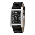 Emporio Armani Black Dial Black Leather Strap Watch For Men - AR0143