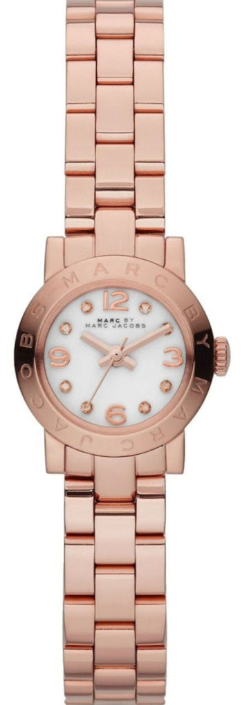 Marc Jacobs Amy White Dial Rose Gold Steel Strap Watch for Women - MBM8613