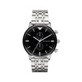 Emporio Armani Chronograph Black Dial Silver Steel Strap Watch For Men - AR0389