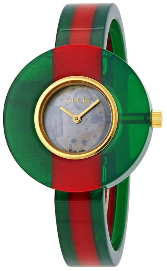 Gucci Vintage Web Mother of Pearl Dial Two Tone Plastic Strap Watch For Women - YA143403