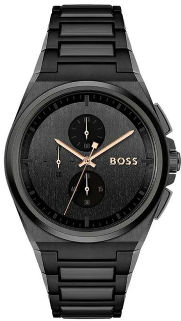 Hugo Boss Steer Analog Black Dial Black Steel Strap Watch For Men - 1514068