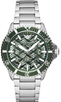 Emporio Armani Diver Automatic Green Dial Silver Steel Strap Watch For Men - AR60061