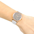 Swarovski Crystalline Hours Quartz Grey Dial Black Leather Strap Watch for Women - 5344635