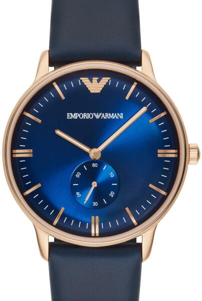 Emporio Armani Classic Quartz Blue Dial Blue Leather Strap Watch For Men - AR2071