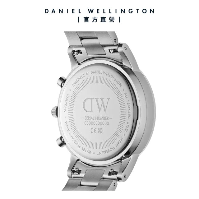 Daniel Wellington Iconic Chronograph Link Black Dial Silver Steel Strap Watch For Men - DW00100645