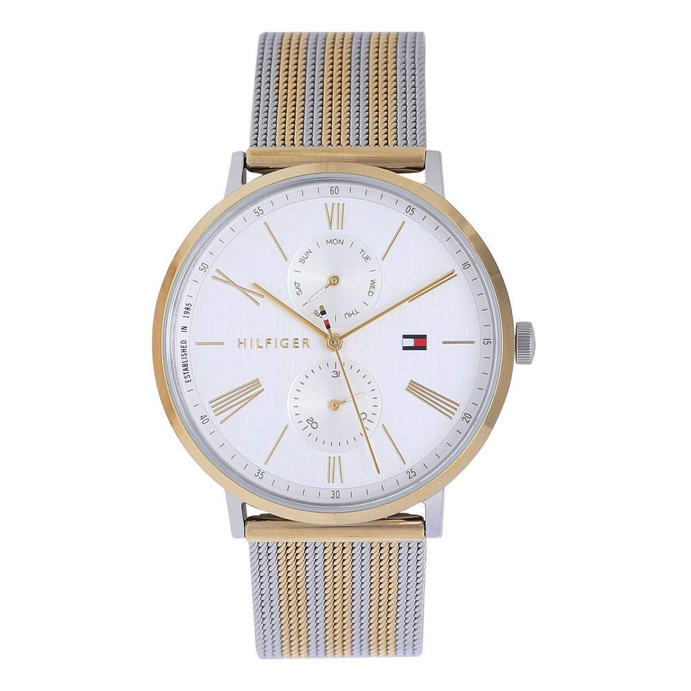 Tommy Hilfiger Jenna Quartz White Dial Two Tone Mesh Bracelet Watch for Women - 1782074
