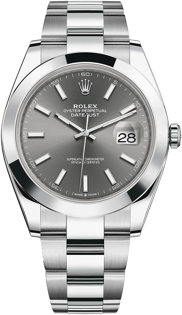 Rolex Datejust 41 Oyster Grey Dial Oystersteel Strap Watch for Men - M126300-0007