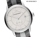 Burberry The Classic Horseferry Silver Dial Black Leather Strap Watch for Men - BU10002