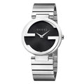 Gucci Interlocking G Quartz Black Dial Black Steel Strap Watch For Women - YA133502