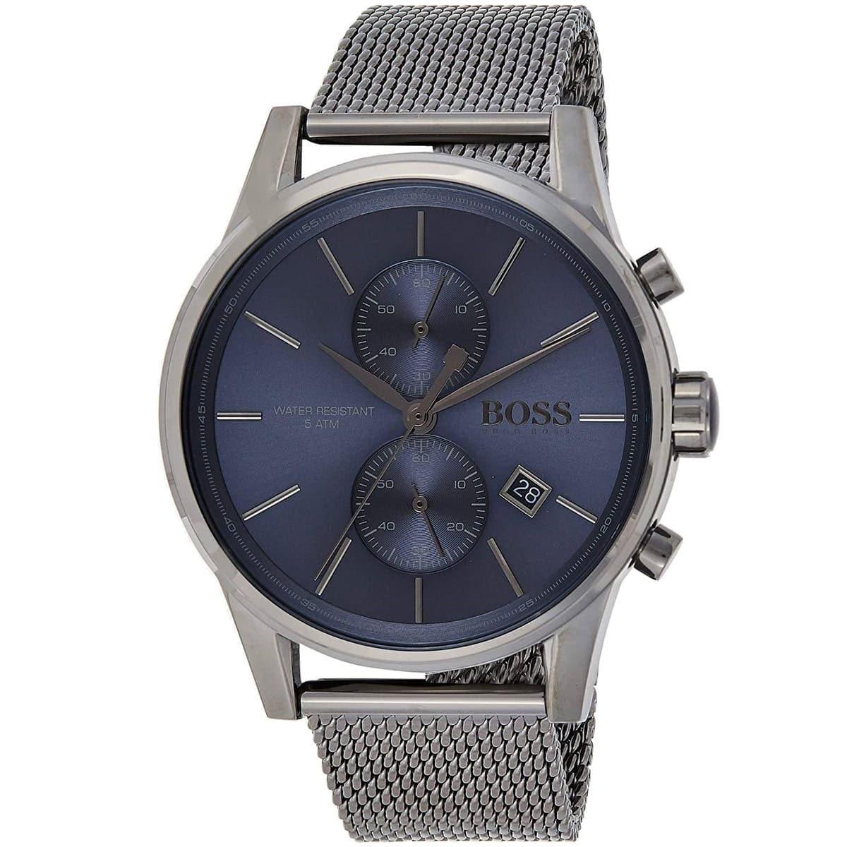 Hugo Boss Jet Blue Dial Gunmetal Mesh Bracelet Watch for Men - 1513677