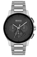 Hugo Boss Peak Black Dial Silver Steel Strap Watch for Men - 1513762