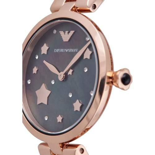 Emporio Armani Arianna Black Dial Rose Gold Stainless Steel Watch For Women - AR11197