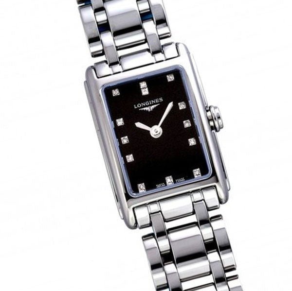 Longines Dolcevita Black Dial Silver Steel Strap Watch for Women - L5.258.4.57.6