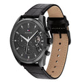 Tommy Hilfiger Baker Chronograph Black Dial Black Leather Strap Watch For Men - 1710452