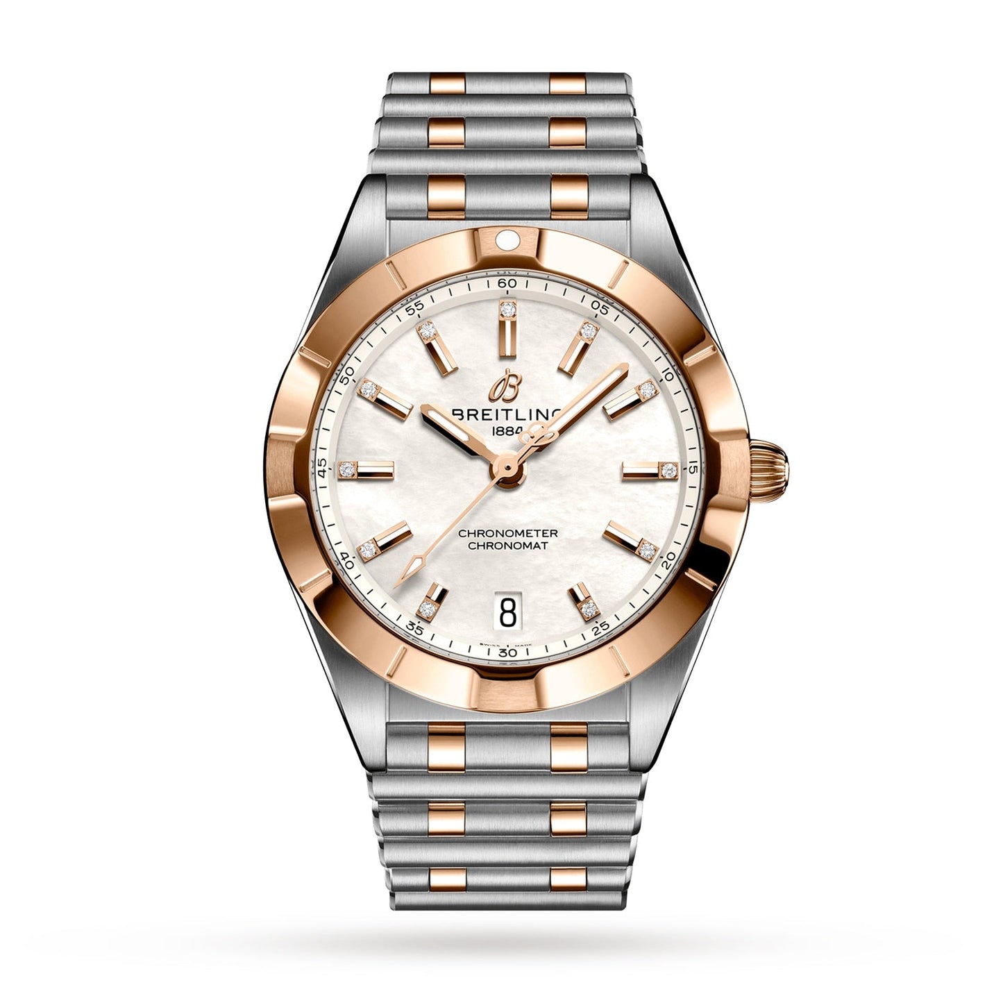 Breitling Chronomat B02 18K Red Gold White Dial Two Tone Steel Strap Watch for Men - U77310101A2U1