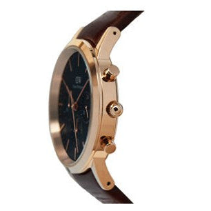 Daniel Wellington Iconic Chronograph Blue Dial Brown Leather Strap Watch For Men - DW00100639