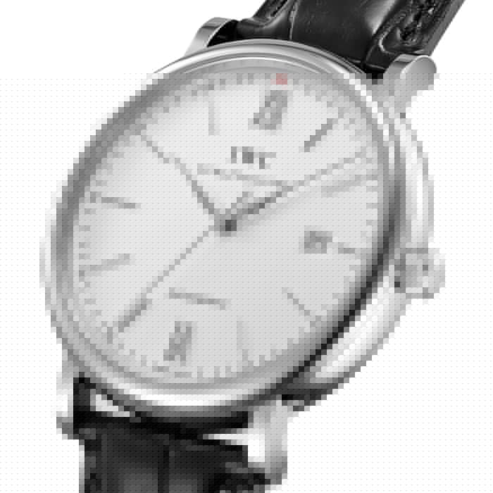 IWC Portofino Automatic White Dial Black Leather Strap Watch for Men - IW356501