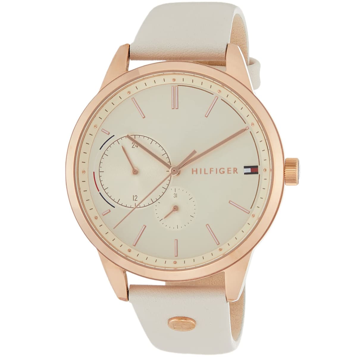 Tommy Hilfiger Brooke Quartz White Dial Cream Leather Strap Watch for Women - 1782022