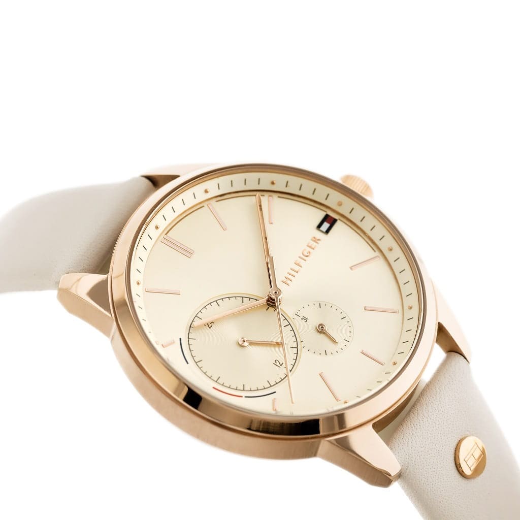 Tommy Hilfiger Brooke Quartz White Dial Cream Leather Strap Watch for Women - 1782022