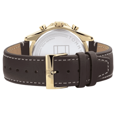 Tommy Hilfiger Parker Chronograph Black Dial Brown Leather Strap Watch For Men - 1791836