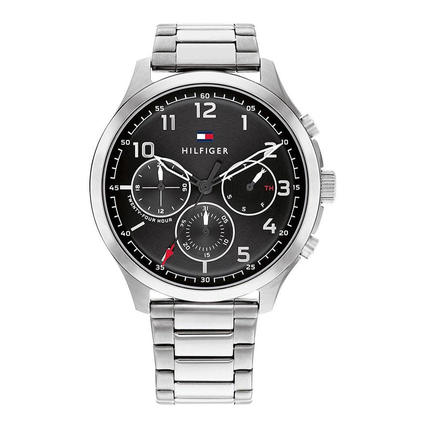 Tommy Hilfiger Asher Chronograph Black Dial Silver Steel Strap Watch For Men - 1791852