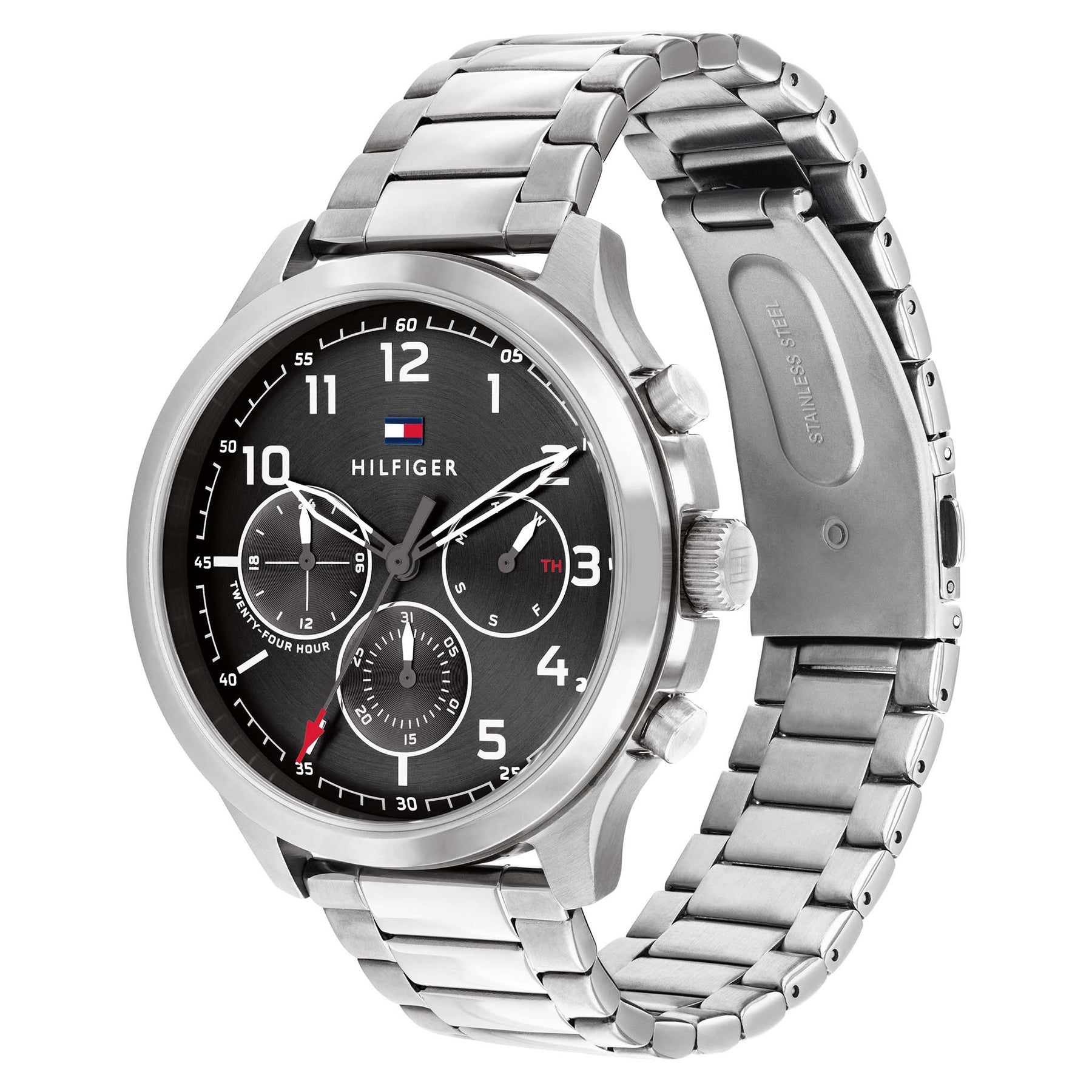 Tommy Hilfiger Asher Chronograph Black Dial Silver Steel Strap Watch For Men - 1791852
