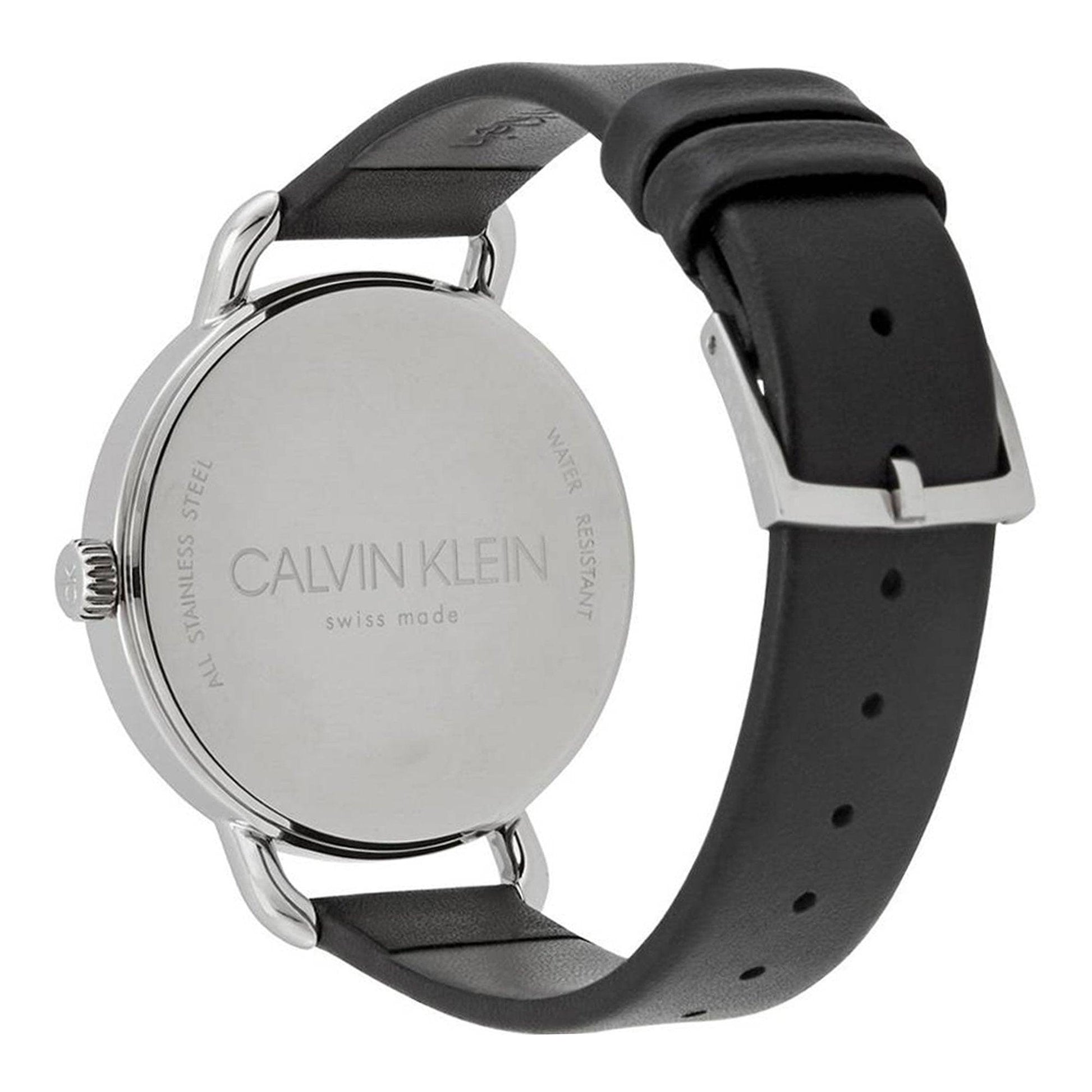 Calvin Klein Even Black Dial Black Leather Strap Watch for Women - K7B231CZ