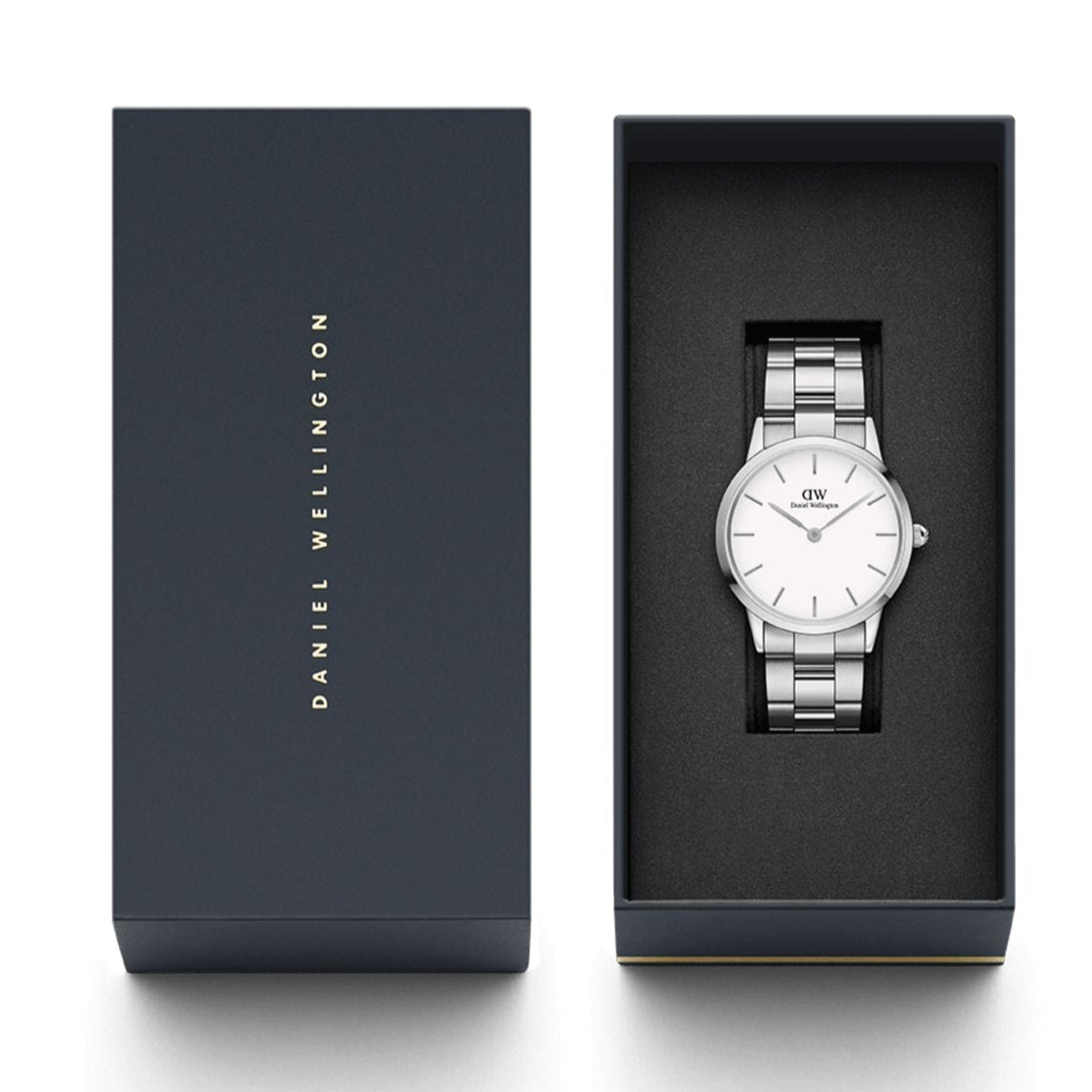 Daniel Wellington Iconic Link White Dial Silver Steel Strap Watch For Women - DW00100207