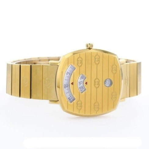 Gucci Grip Yellow Gold Dial Yellow Gold Steel Strap Unisex Watch - YA157403