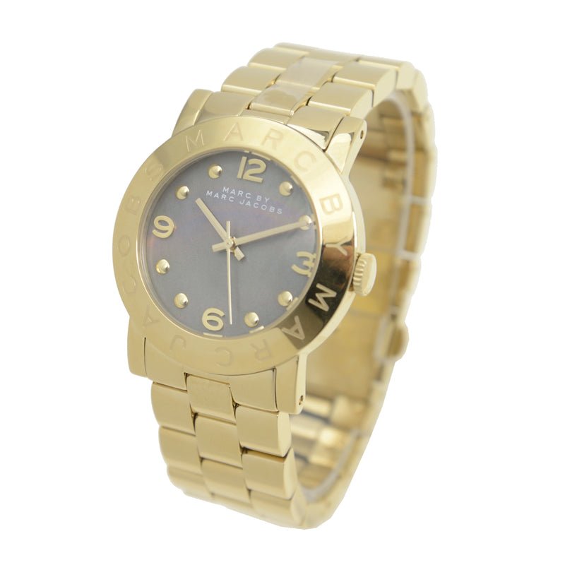 Marc Jacobs Amy Black Dial Gold Steel Strap Watch for Women - MBM3273
