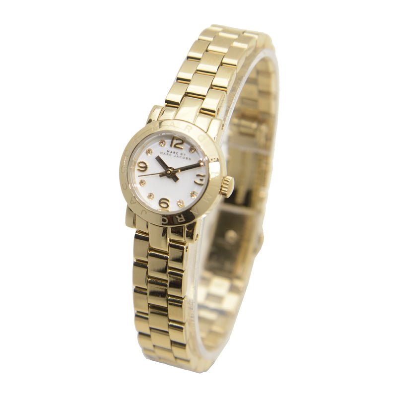 Marc Jacobs Amy Dinky White Dial Gold Steel Strap Watch for Women - MBM3226