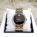Movado Veturi Quartz Black Dial Two Tone Steel Strap Watch for Men - 0606932