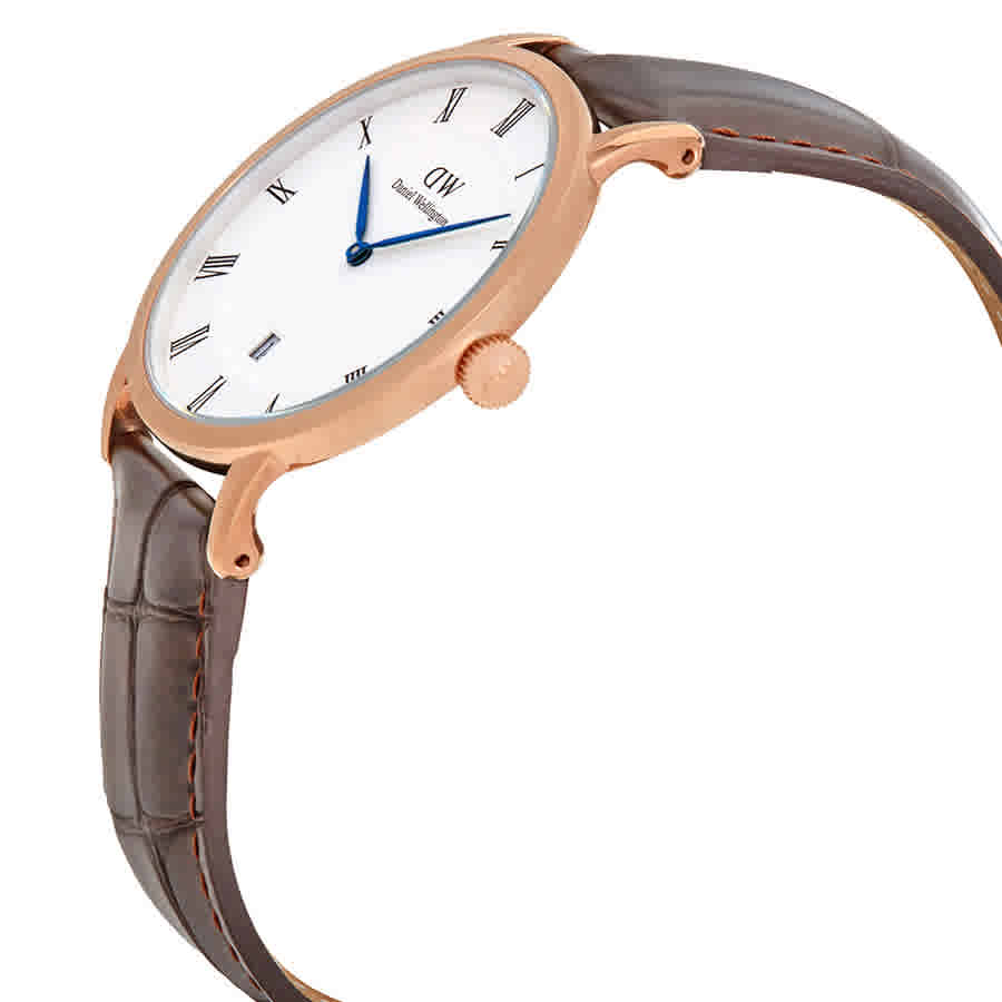 Daniel Wellington Dapper York White Dial Brown Leather Strap Watch For Men - DW00100085