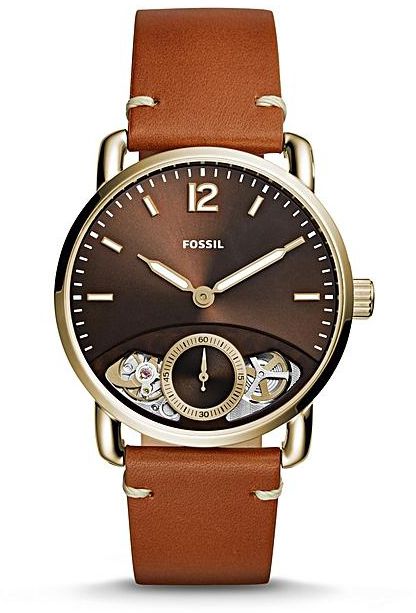 Fossil The Commuter Twist Black Dial Brown Leather Strap Watch for Men - ME1166