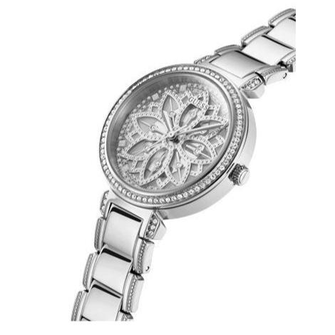 Guess Lily Quartz Silver Dial Silver Steel Strap Watch For Women - GW0528L1