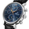 IWC Portofino Chronograph Blue Dial Black Leather Strap Watch for Men - IW391036