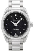 Omega Seamaster Aqua Terra Quartz Diamond Black Dial Silver Steel Strap Watch for Women - 220.10.28.60.51.001