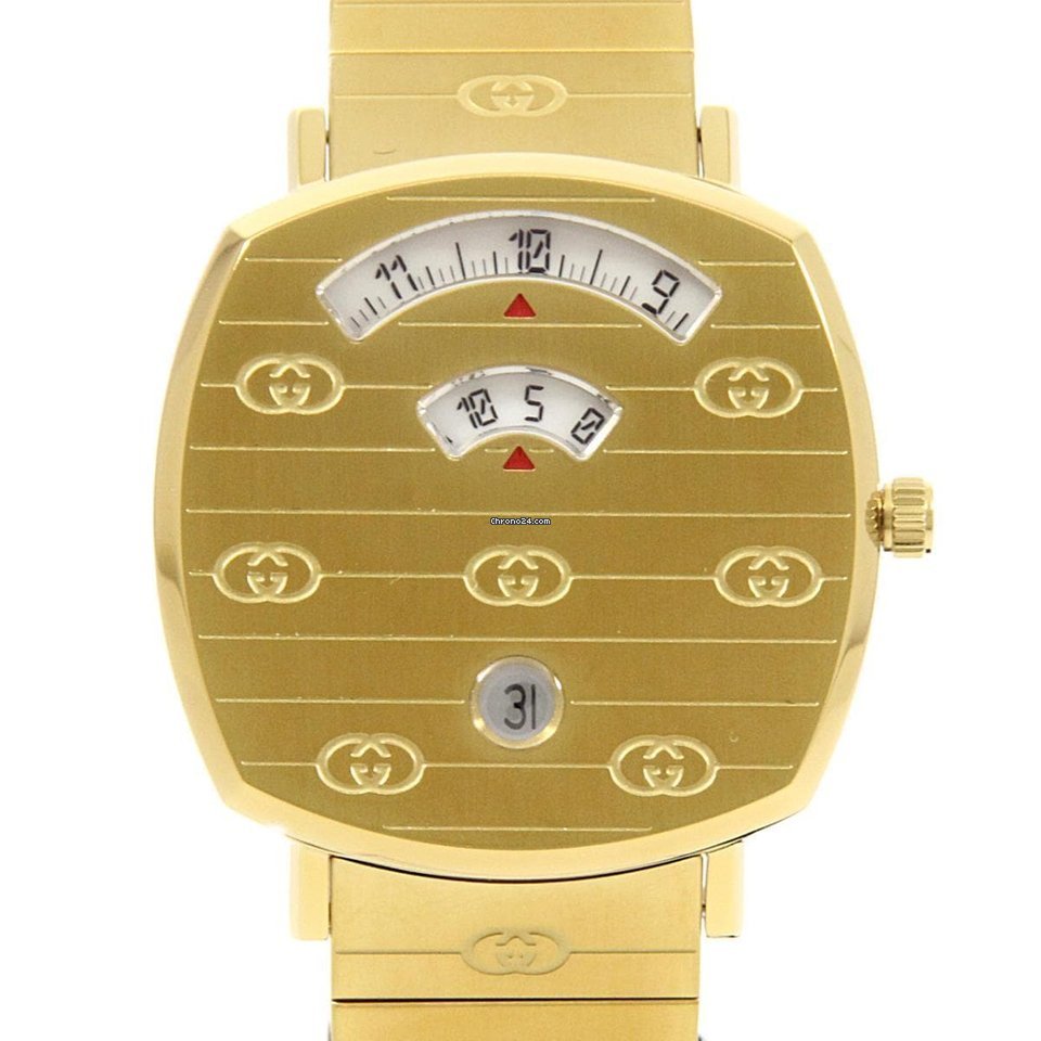Gucci Grip Yellow Gold Dial Yellow Gold Steel Strap Unisex Watch - YA157403