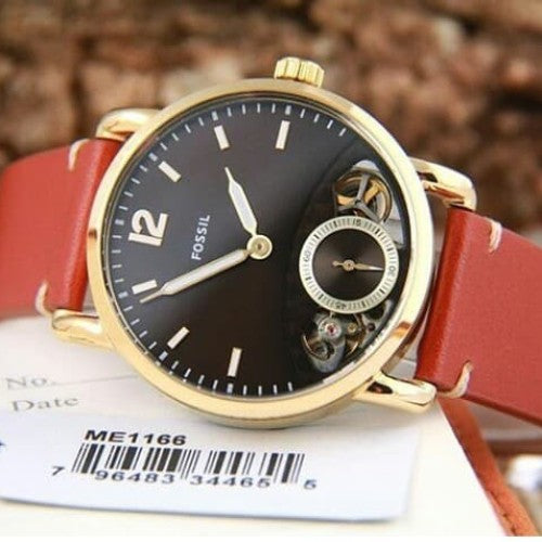 Fossil The Commuter Twist Black Dial Brown Leather Strap Watch for Men - ME1166