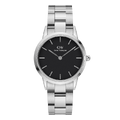 Daniel Wellington Iconic Link Black Dial Silver Steel Strap Watch For Women - DW00100206