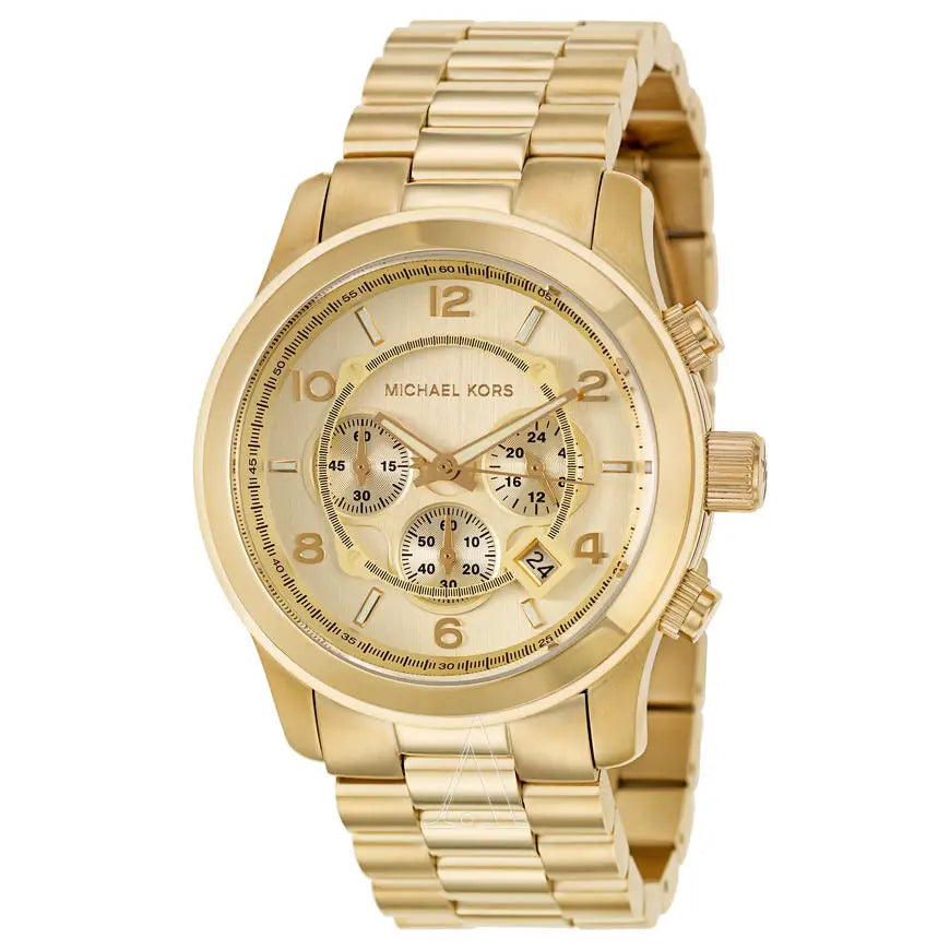 Michael Kors Runway Gold Dial Gold Steel Strap Watch for Men - MK8077