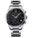 Calvin Klein Post Minimal Chronograph Black Dial Silver Steel Strap Watch for Men - K7627161