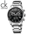 Calvin Klein Post Minimal Chronograph Black Dial Silver Steel Strap Watch for Men - K7627161