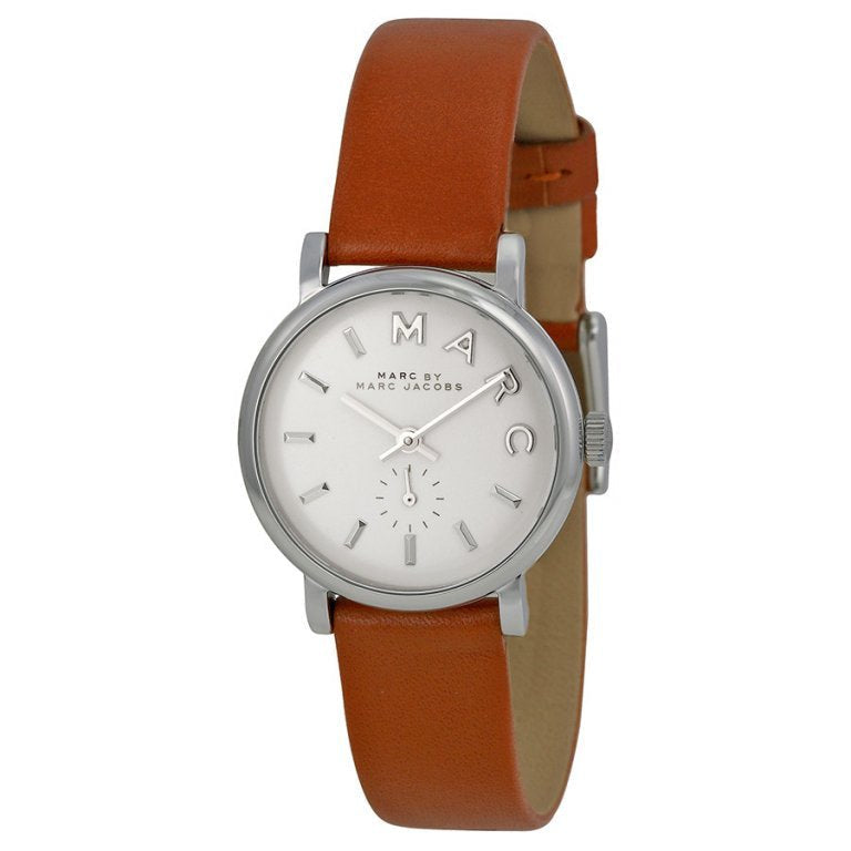Marc Jacobs Baker White Dial Brown Leather Strap Watch for Women - MBM1270